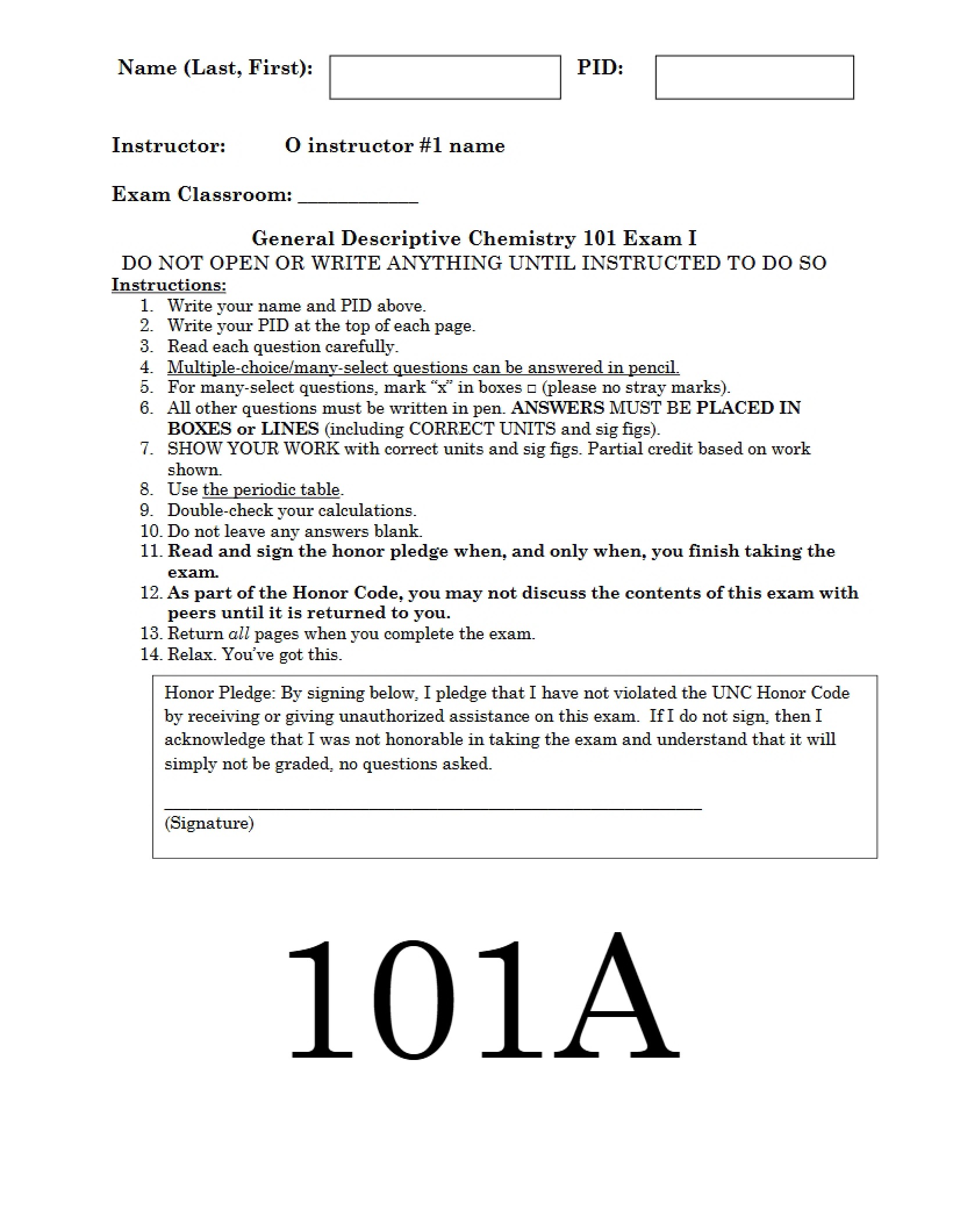 First Practice Exam One (Fall 2024)