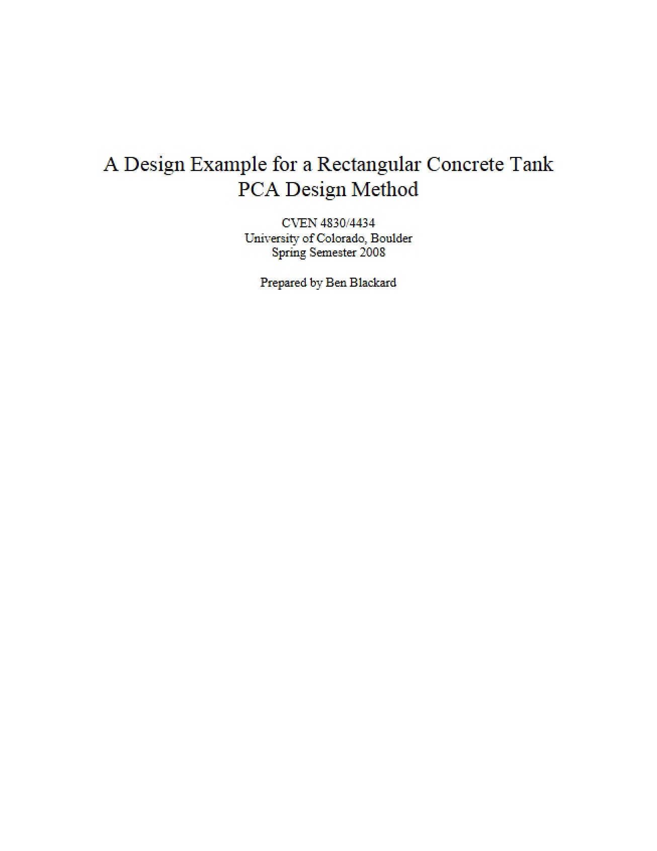 PCA Method for Rectangular Concrete Tank Design