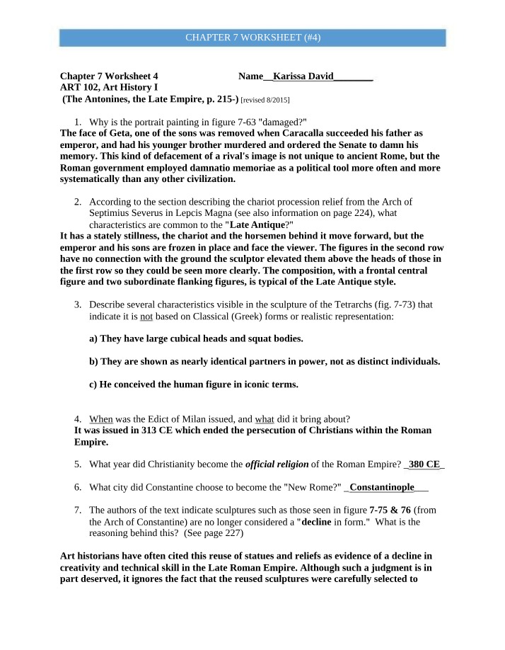 Worksheet 4 for Chapter 7
