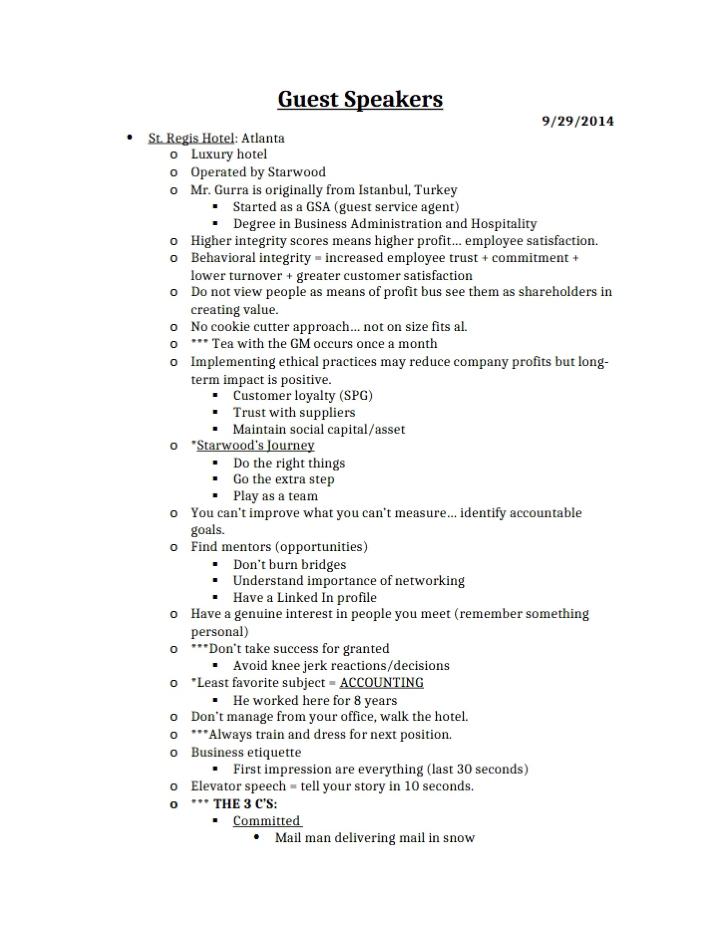 Presentation Summaries from Guest Lecturers