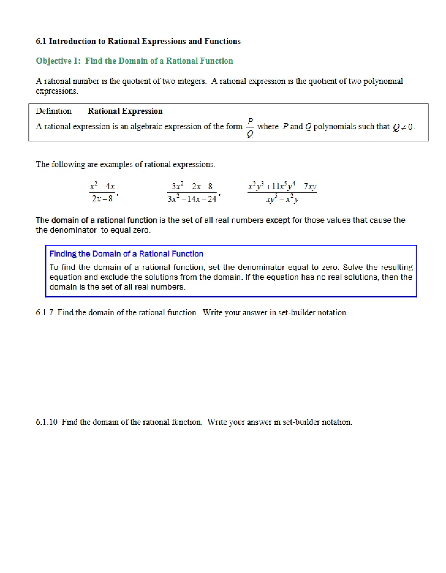 Functions and Expressions Rational