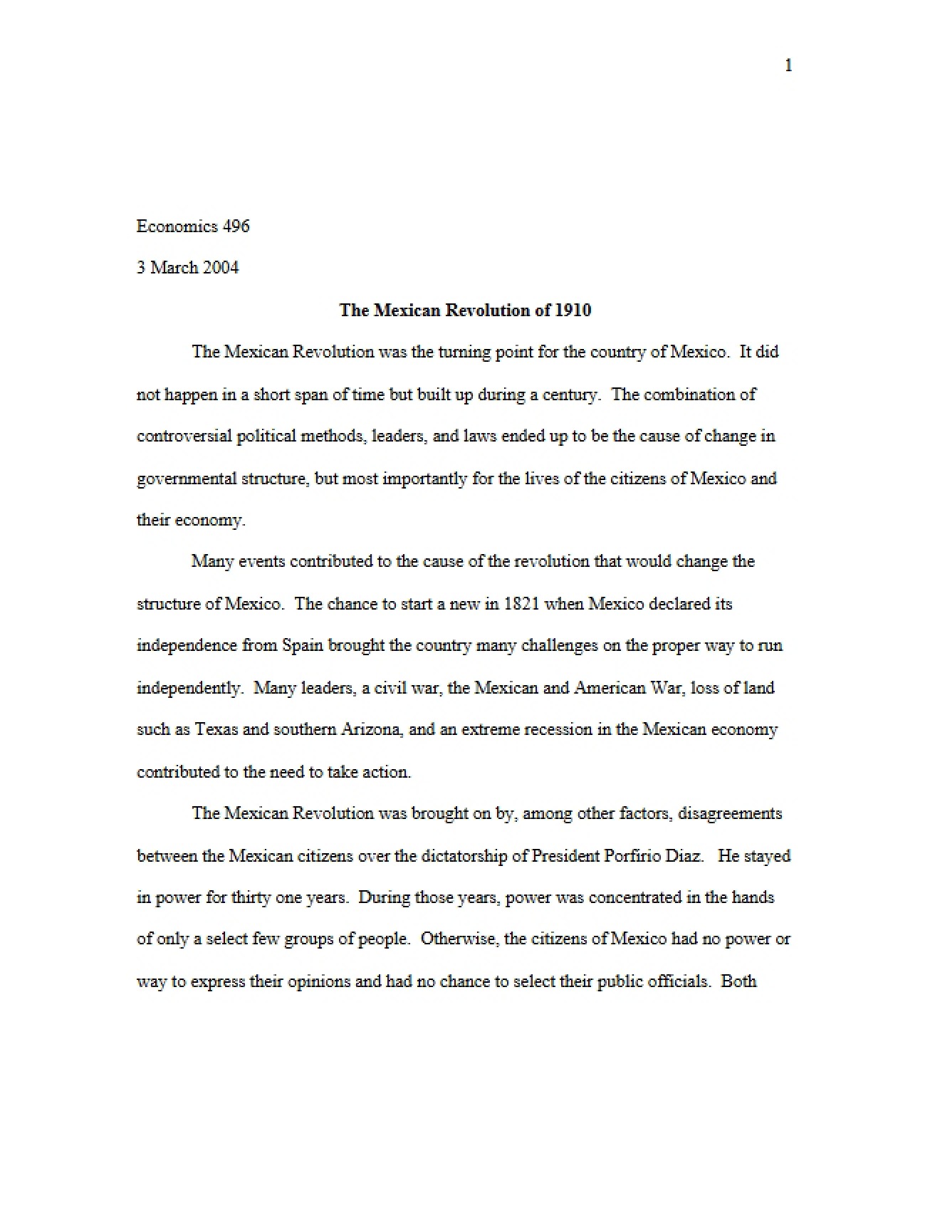 Overview of the Mexican Revolution of 1910