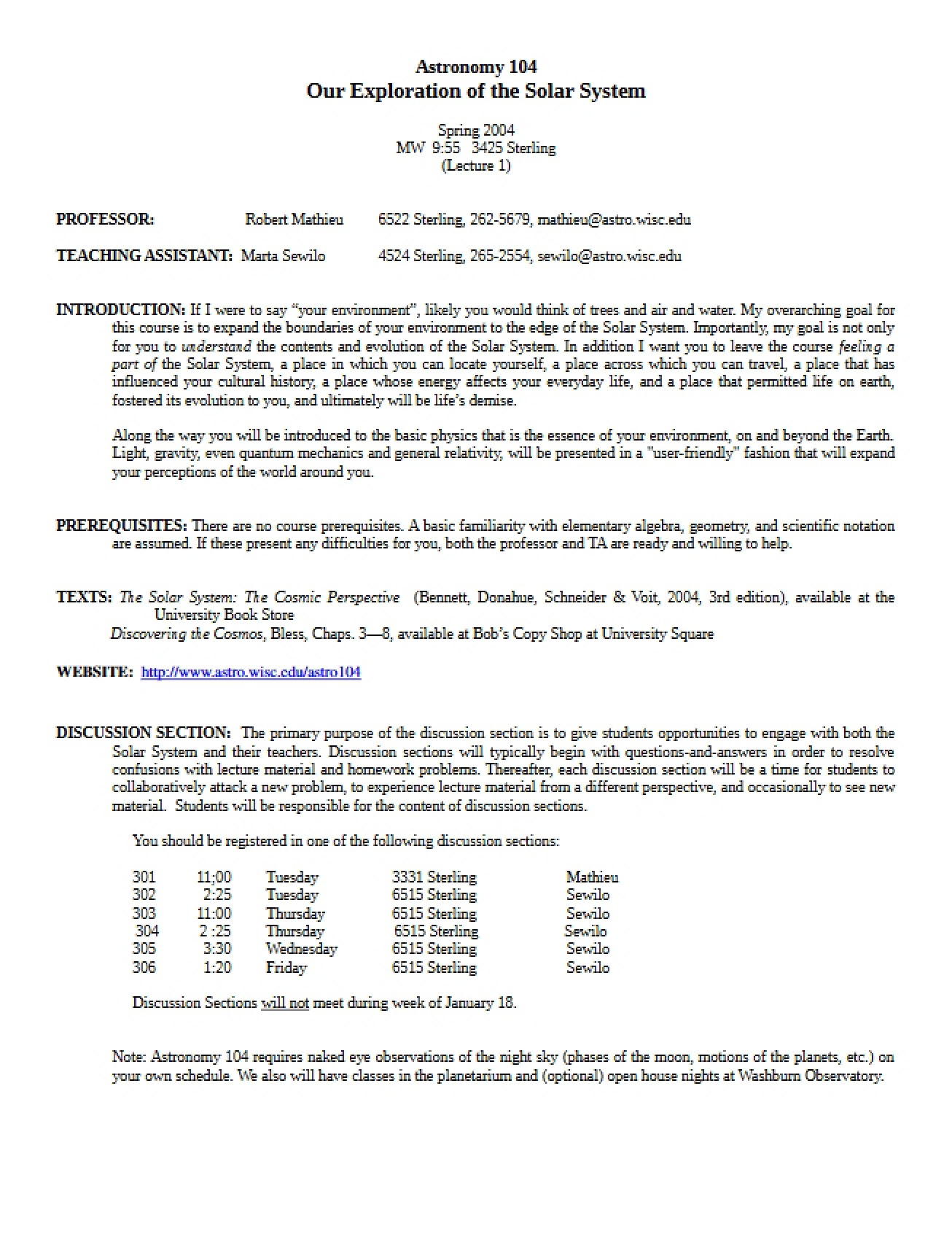 Syllabus Astronomy 104