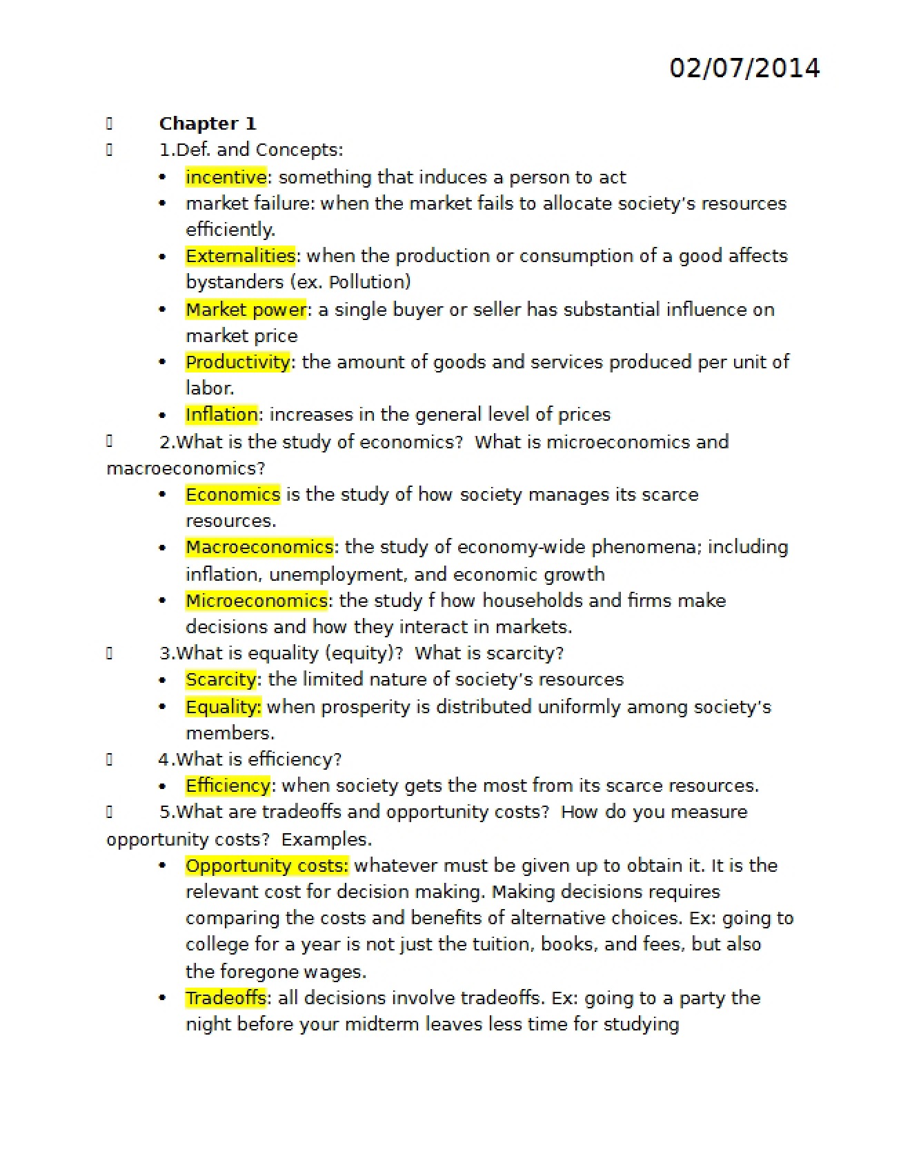 Initial Study Guide for EC110