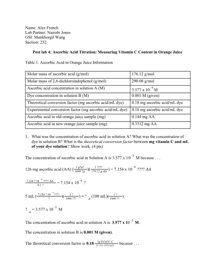 Worksheet for Lab 4