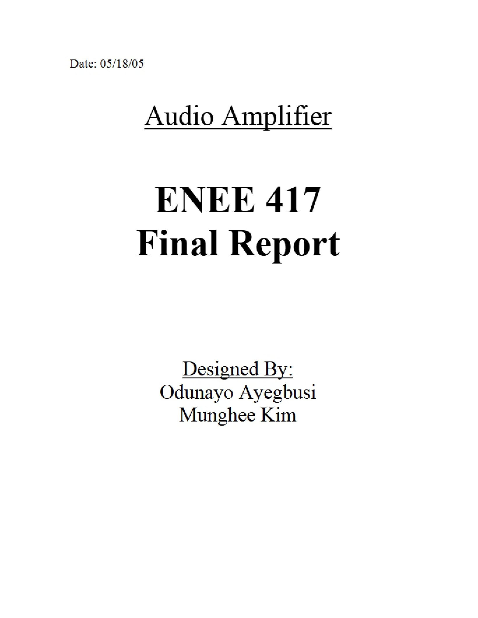 Audio Amplifier Circuit