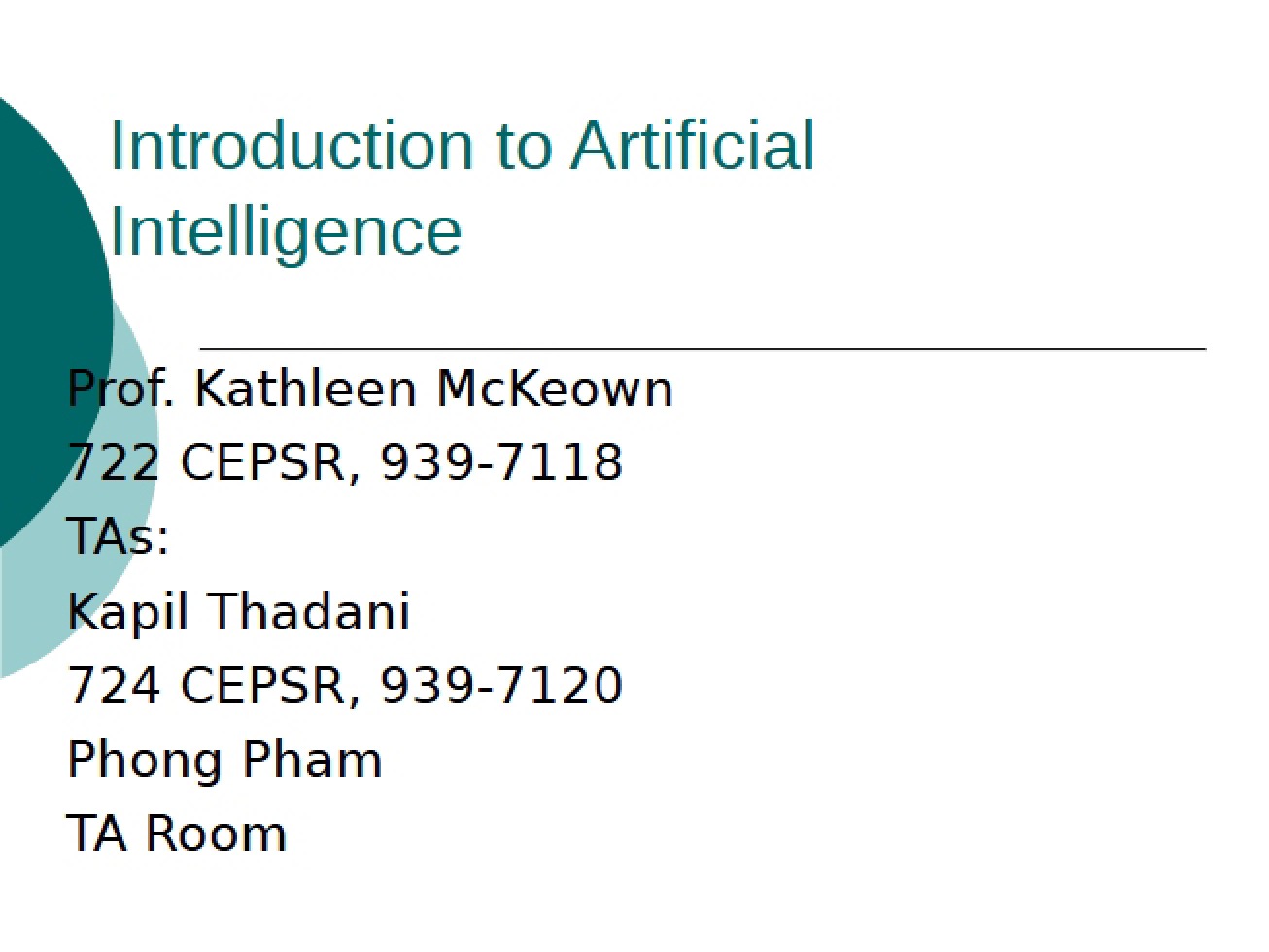 Introduction to Artificial Intelligence (Set 1)