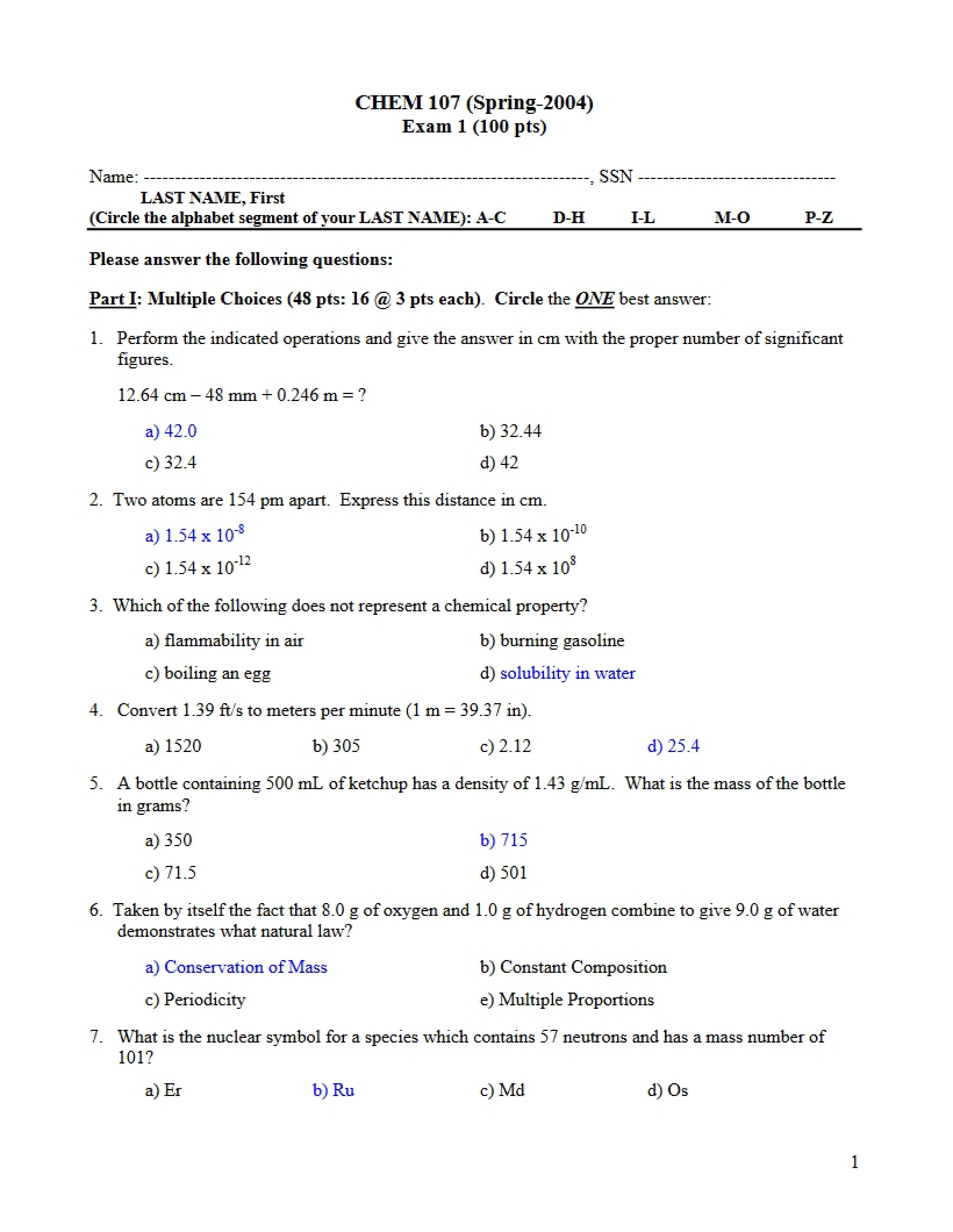 Lecture Notes for Chem 107