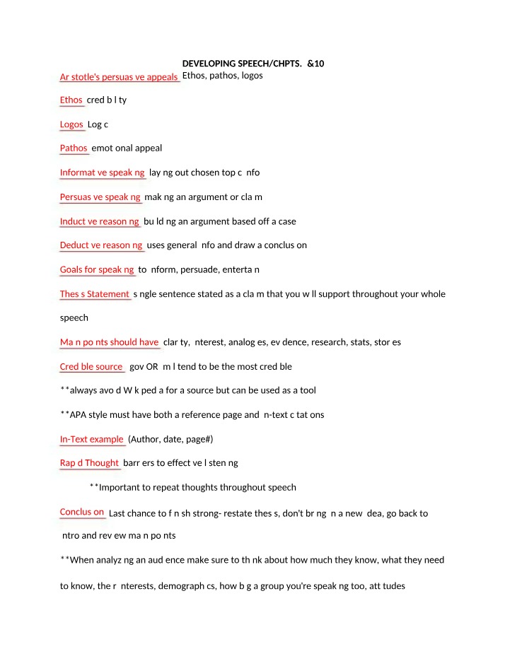Notes on Developing Speech
