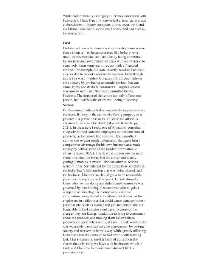 White Collar Crime - Bribery and its Impact on Society