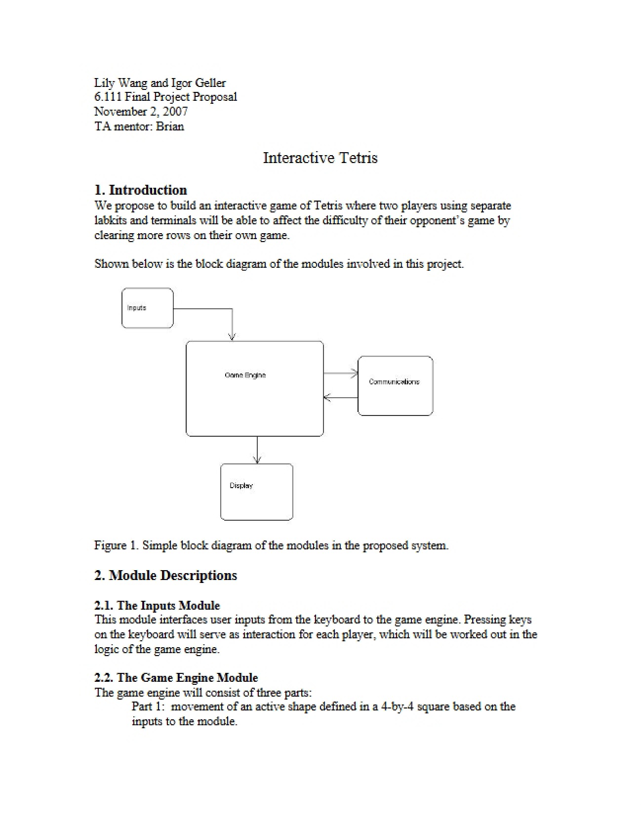 Interactive Implementation of Tetris