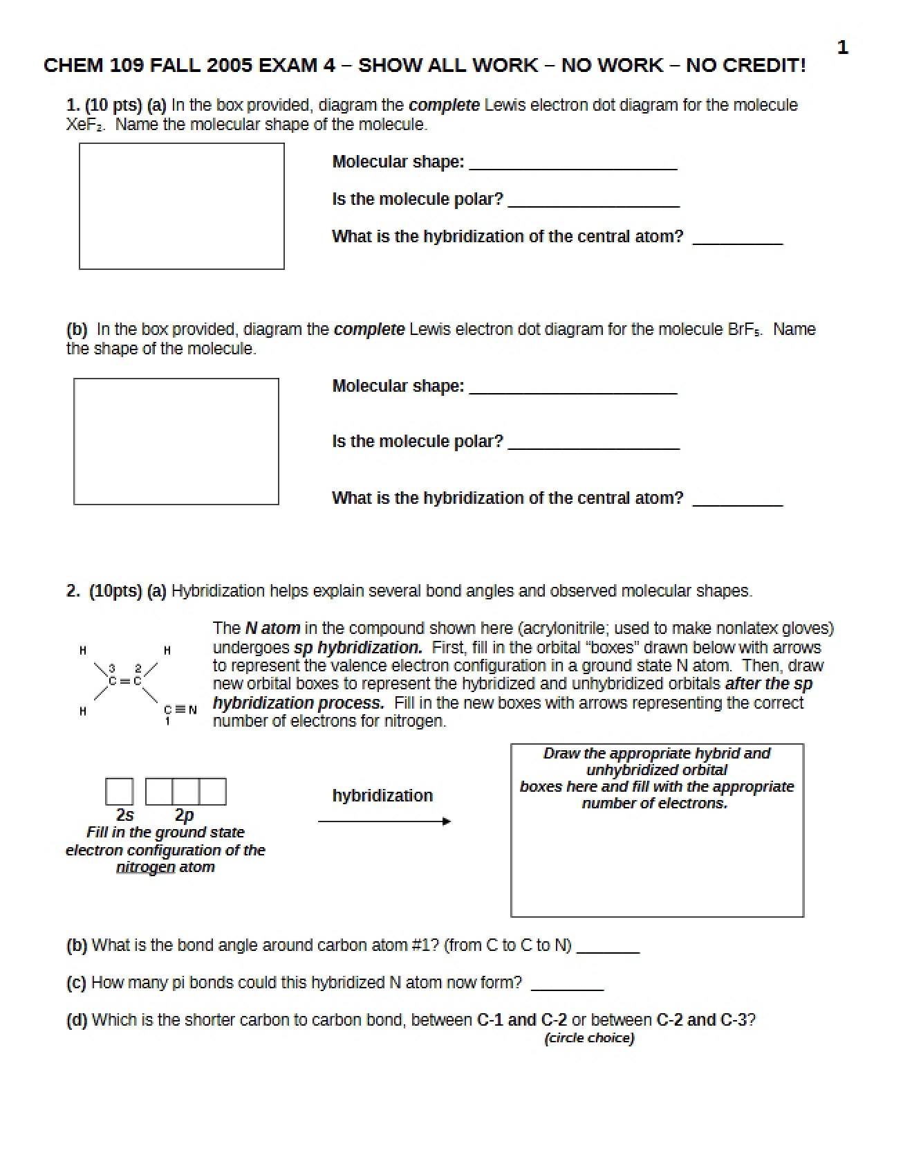 Fourth Chemistry Examination