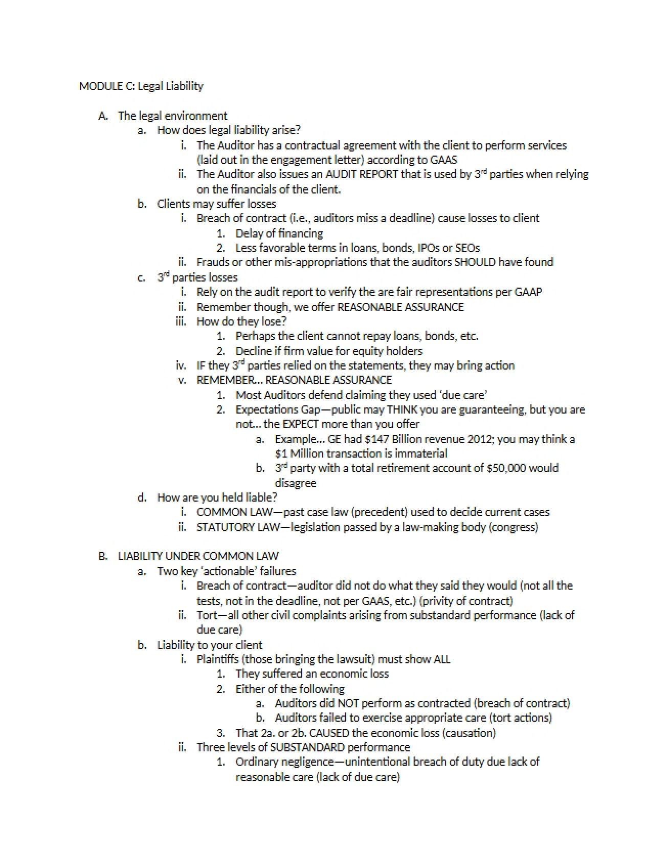 Legal Environment in Auditing