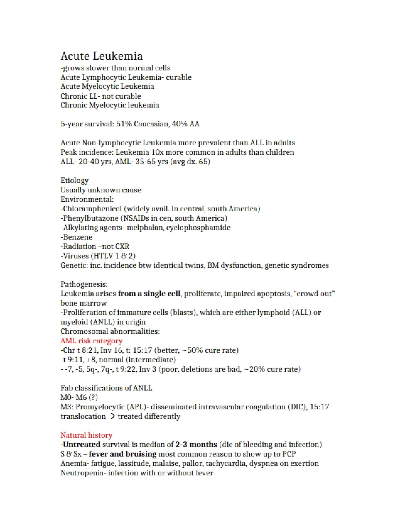 Leukemia (Acute) Management