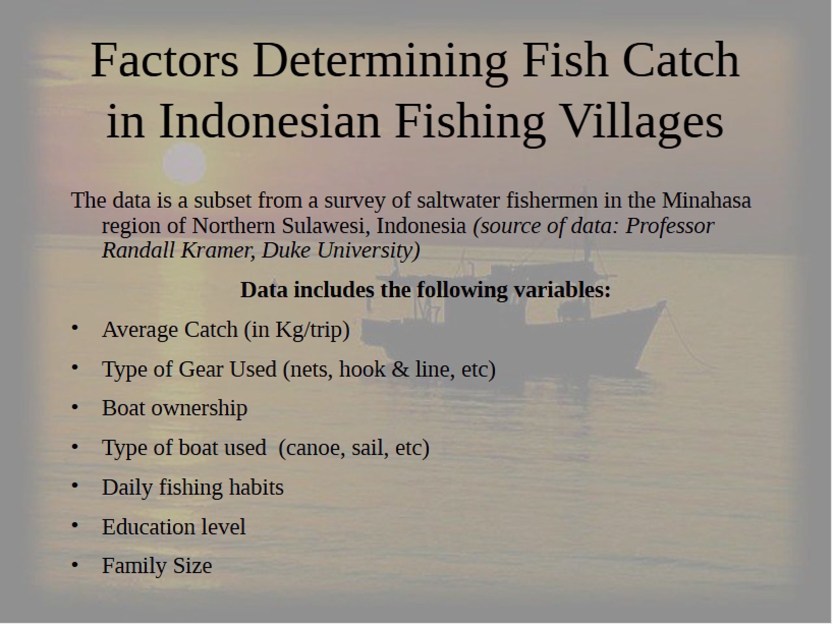 Fish Catch Determinants