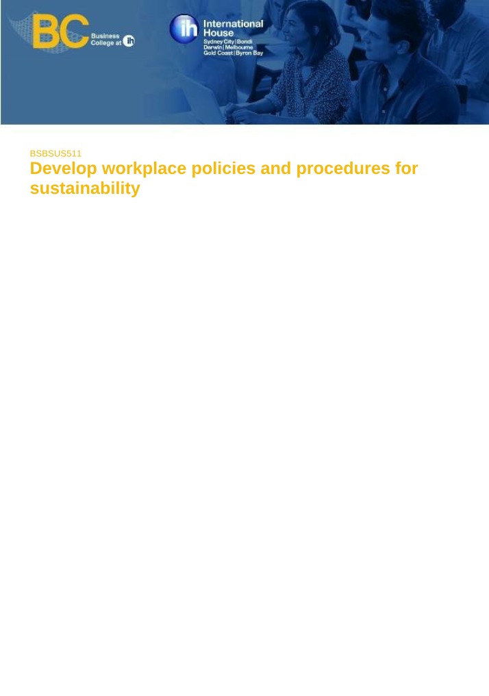 Policy and Procedure Development for Workplace Sustainability