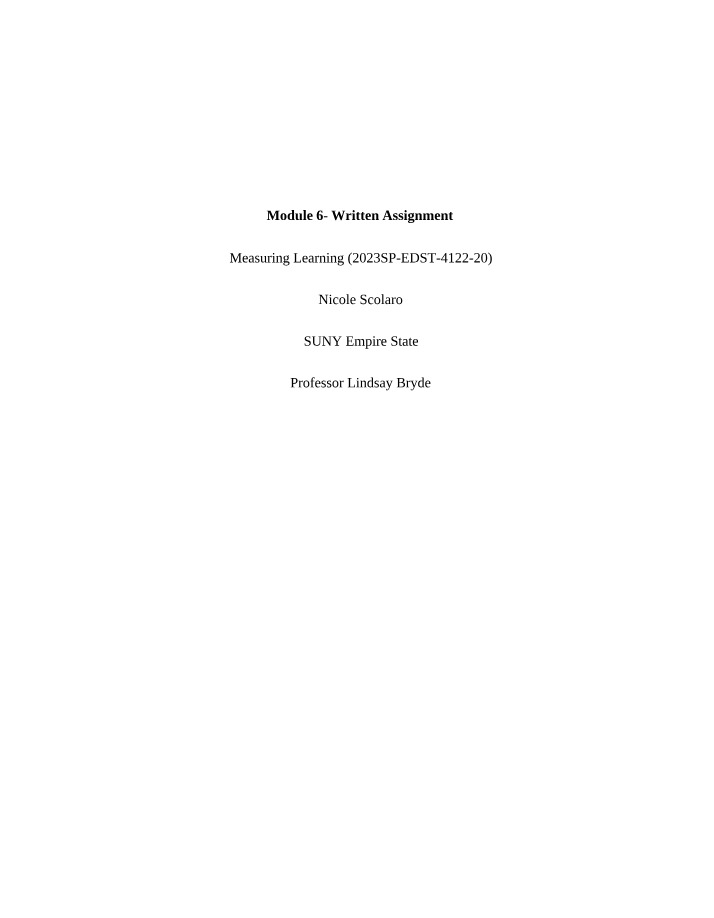 Written Assignment for Module 6