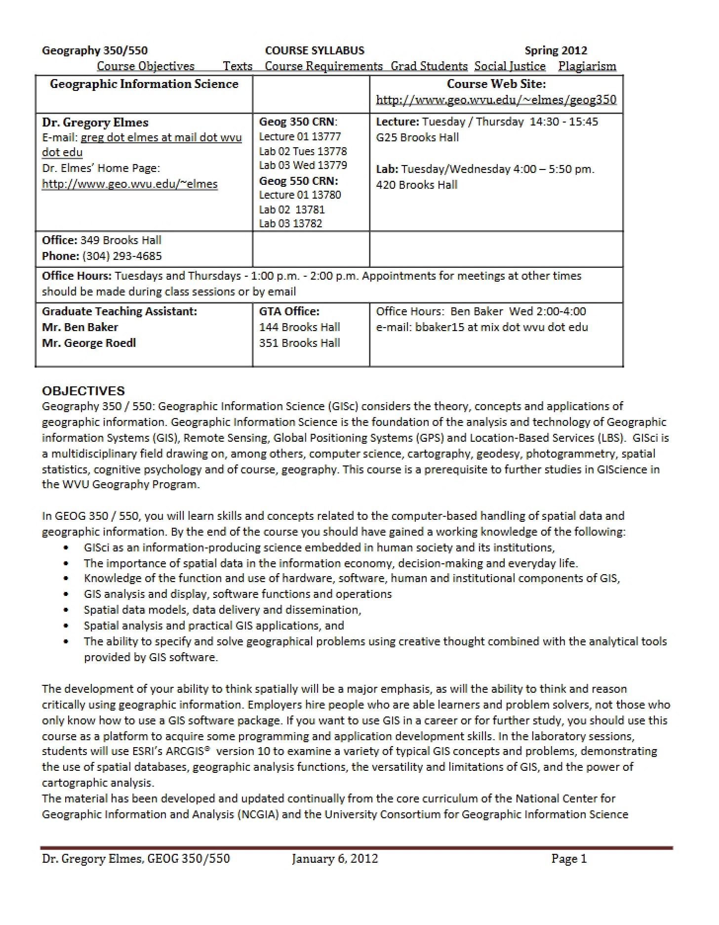 Class Outline - GEOG 350