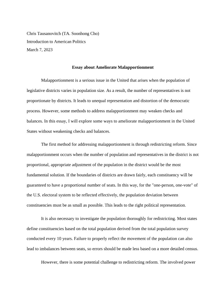 Addressing Unequal Representation and Malapportionment