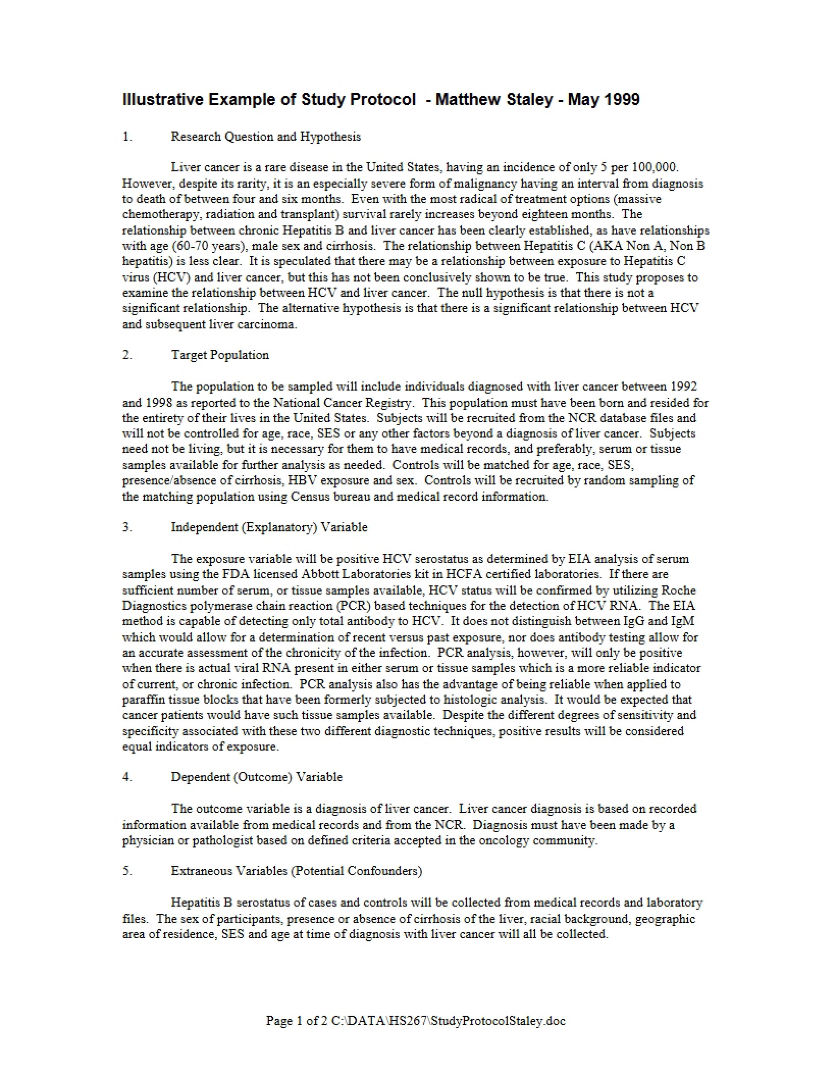 Protocol for Study