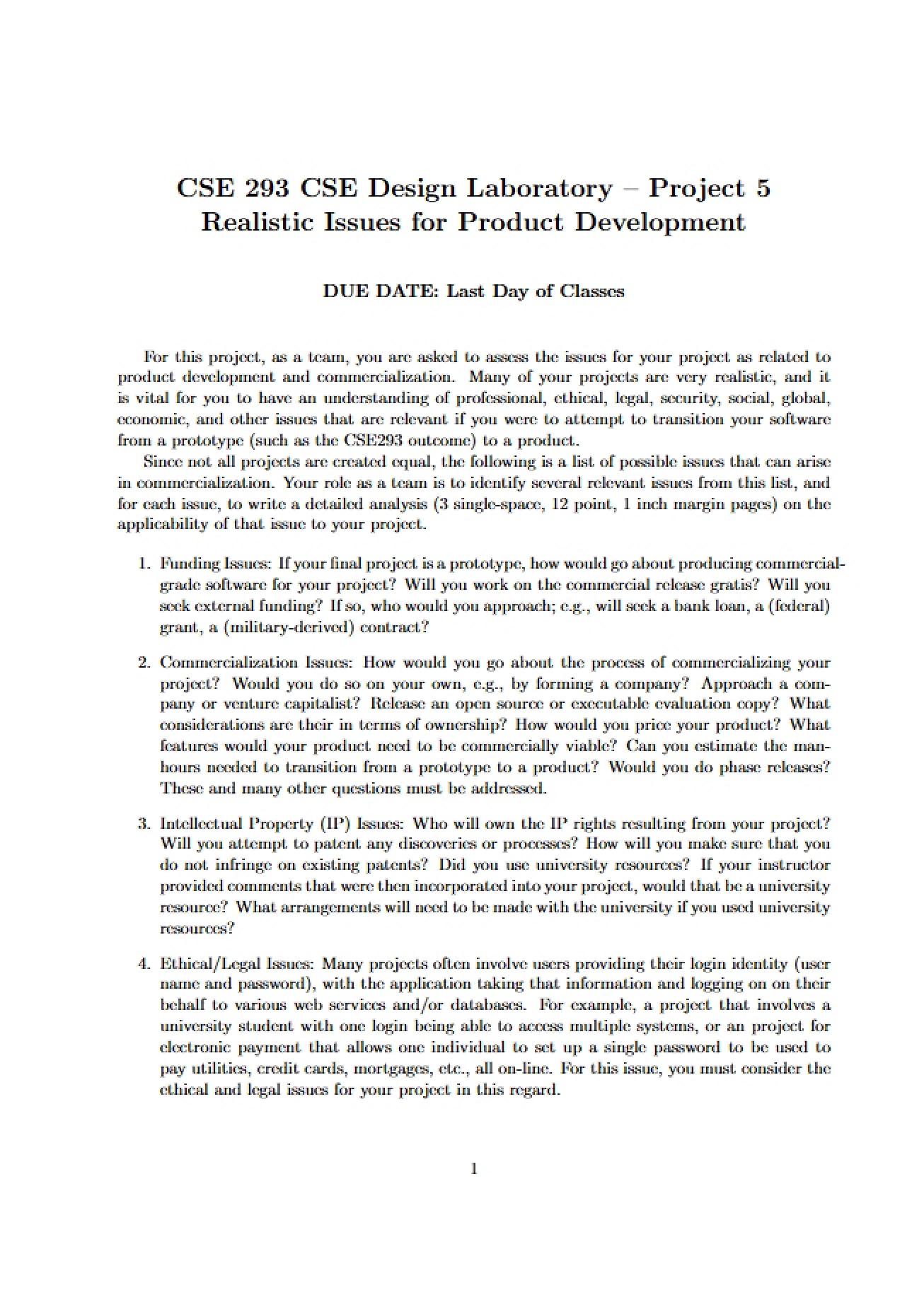Realistic Issues for Product Development