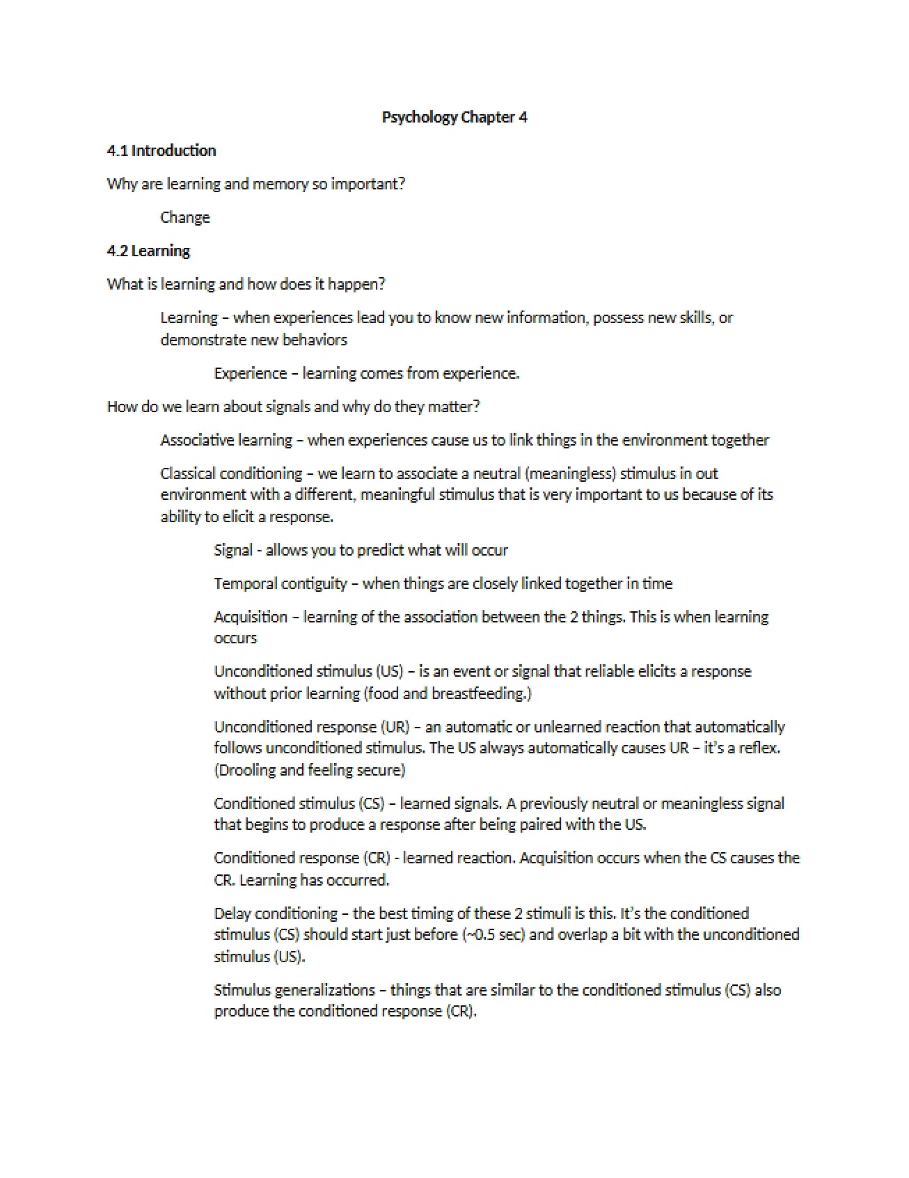 Psychology Chapter Four
