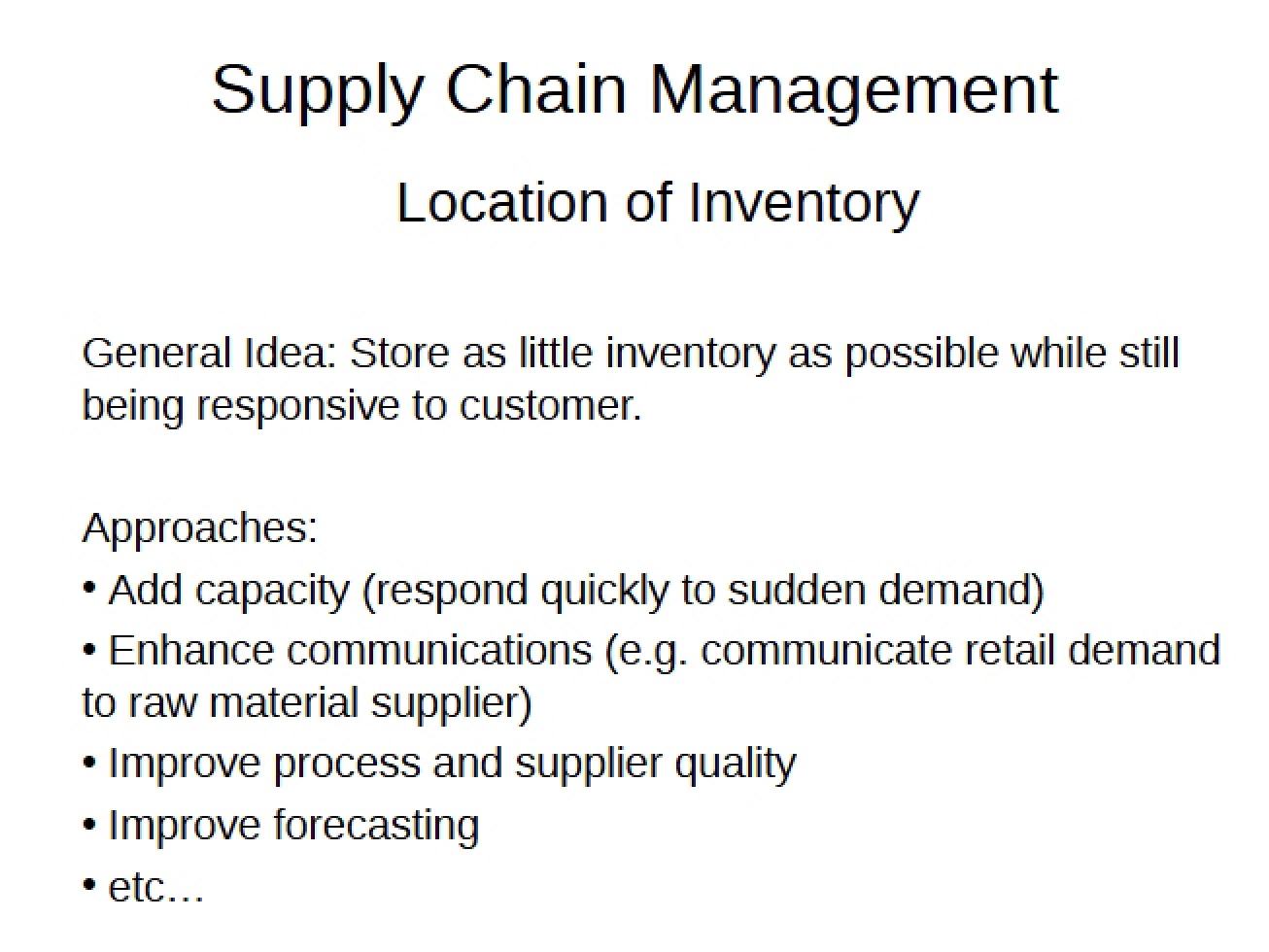 Inventory Location in Supply Chain Management