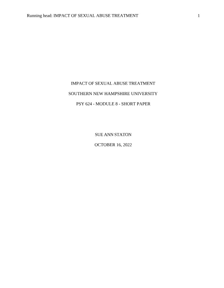 Impact of Sexual Abuse Treatment