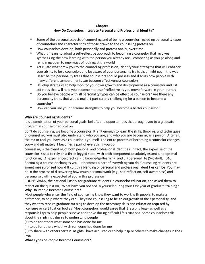 Counseling - Integrating Personal and Professional Identity