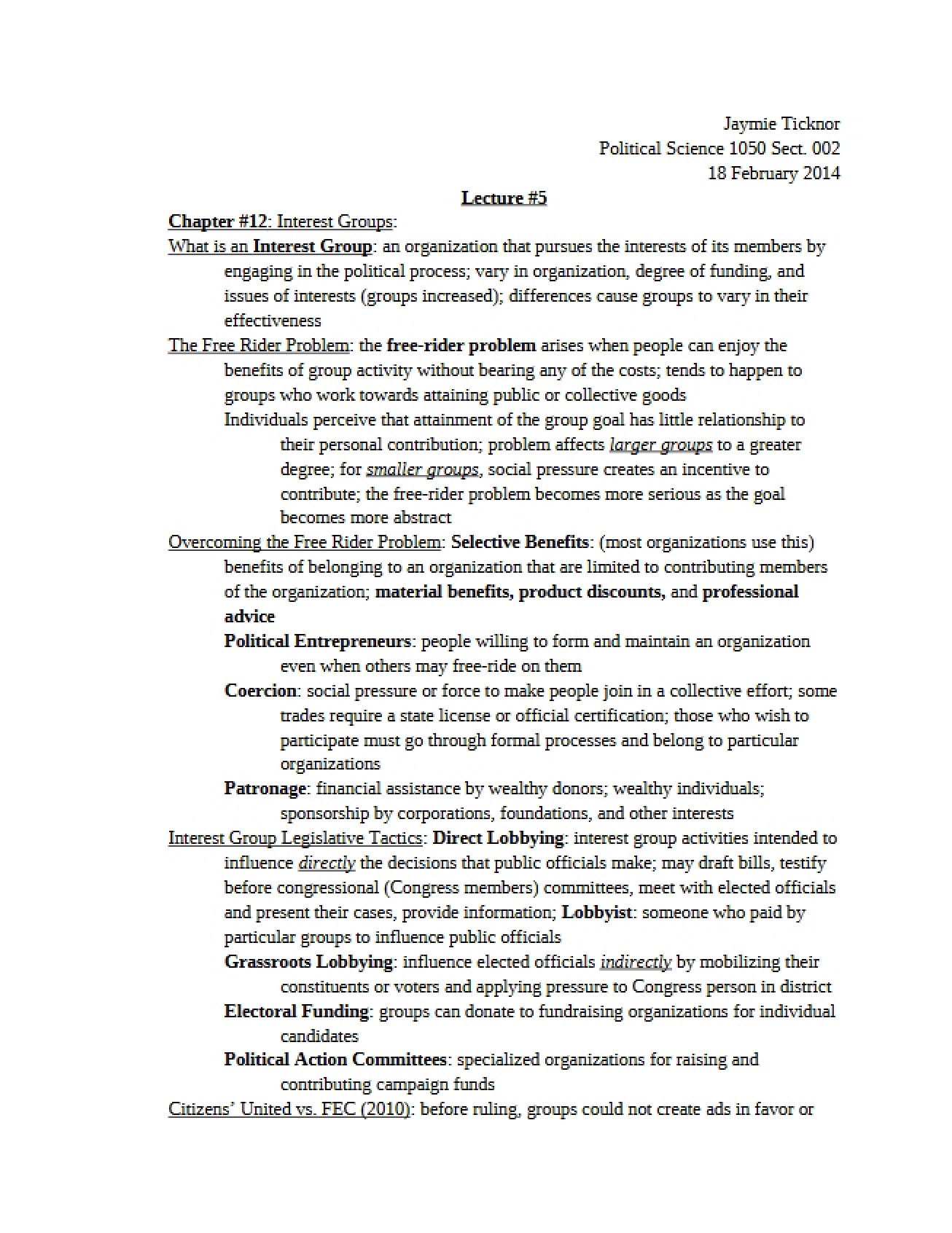 Interest Groups Chapter 12