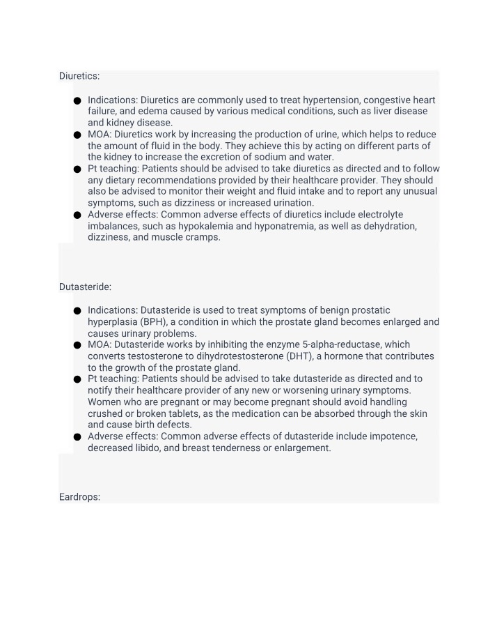 Notes on Diuretics