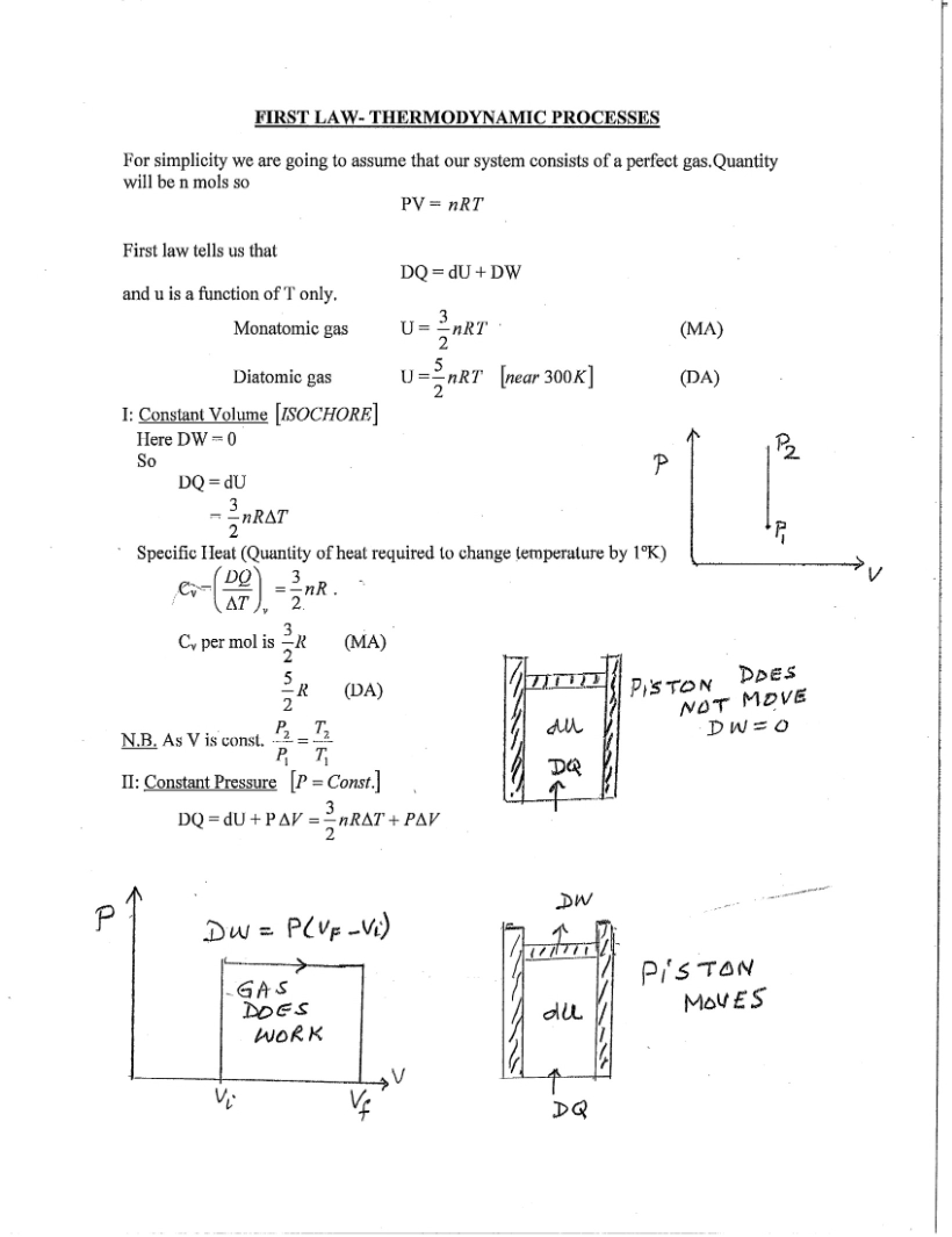 Thermodynamics Processes First Law