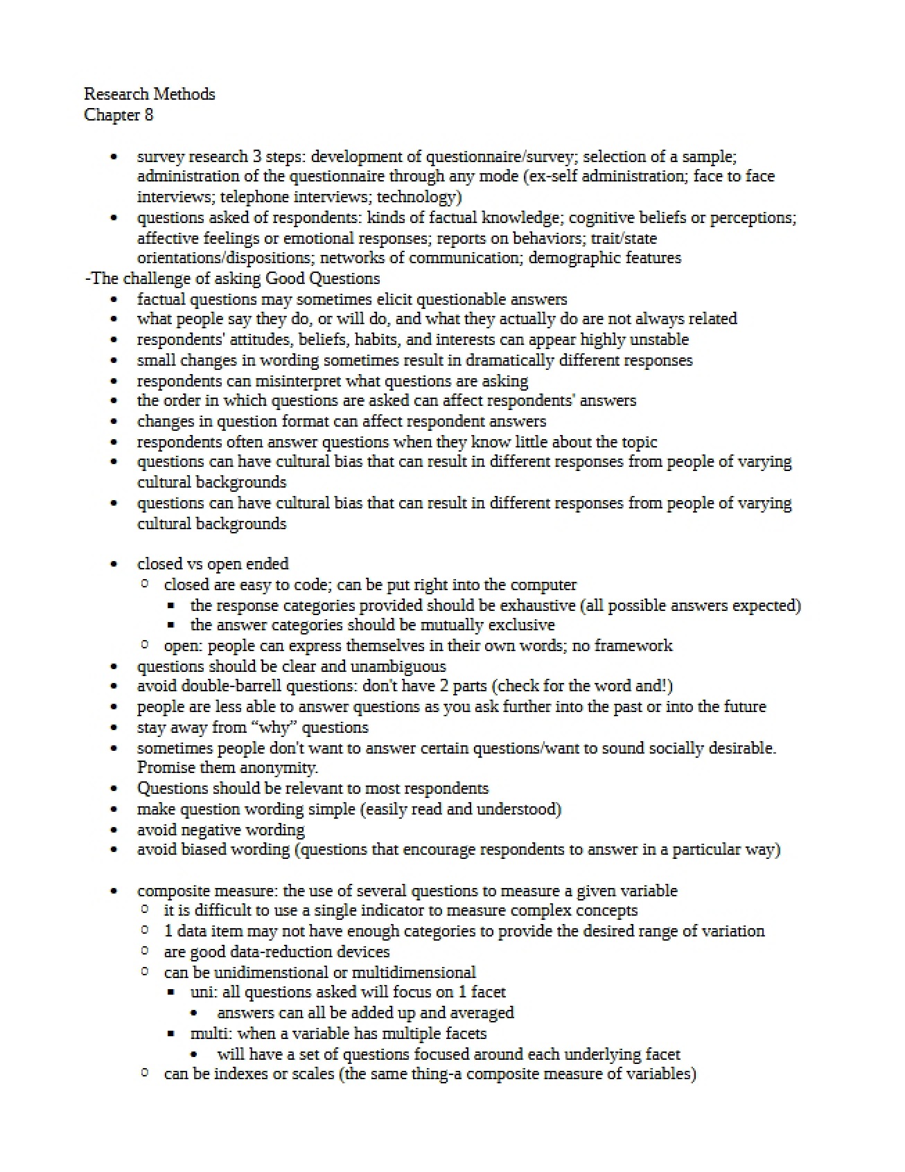 Research Methods Chapter Eight