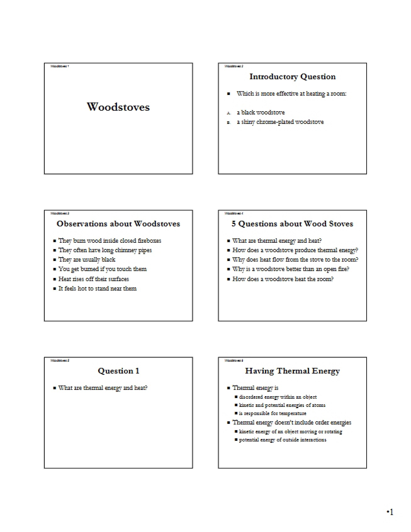 Physics of Woodstoves