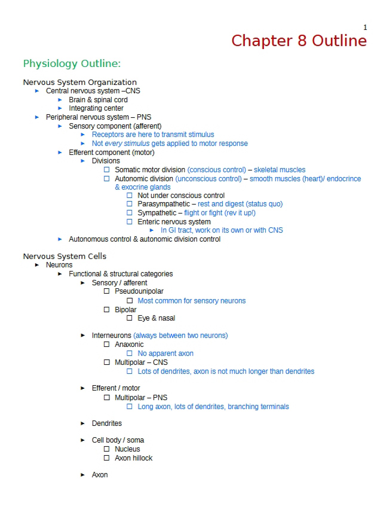 Study Guide Chapter Eight