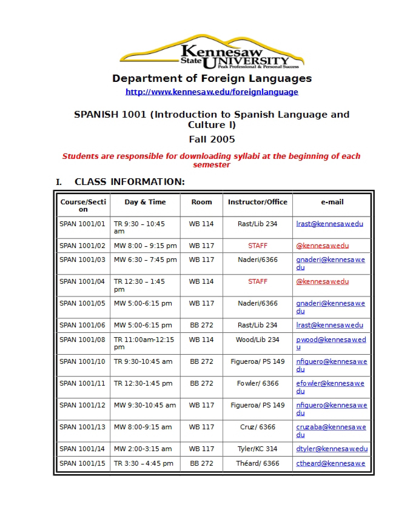 Introductory Spanish I Course Guide