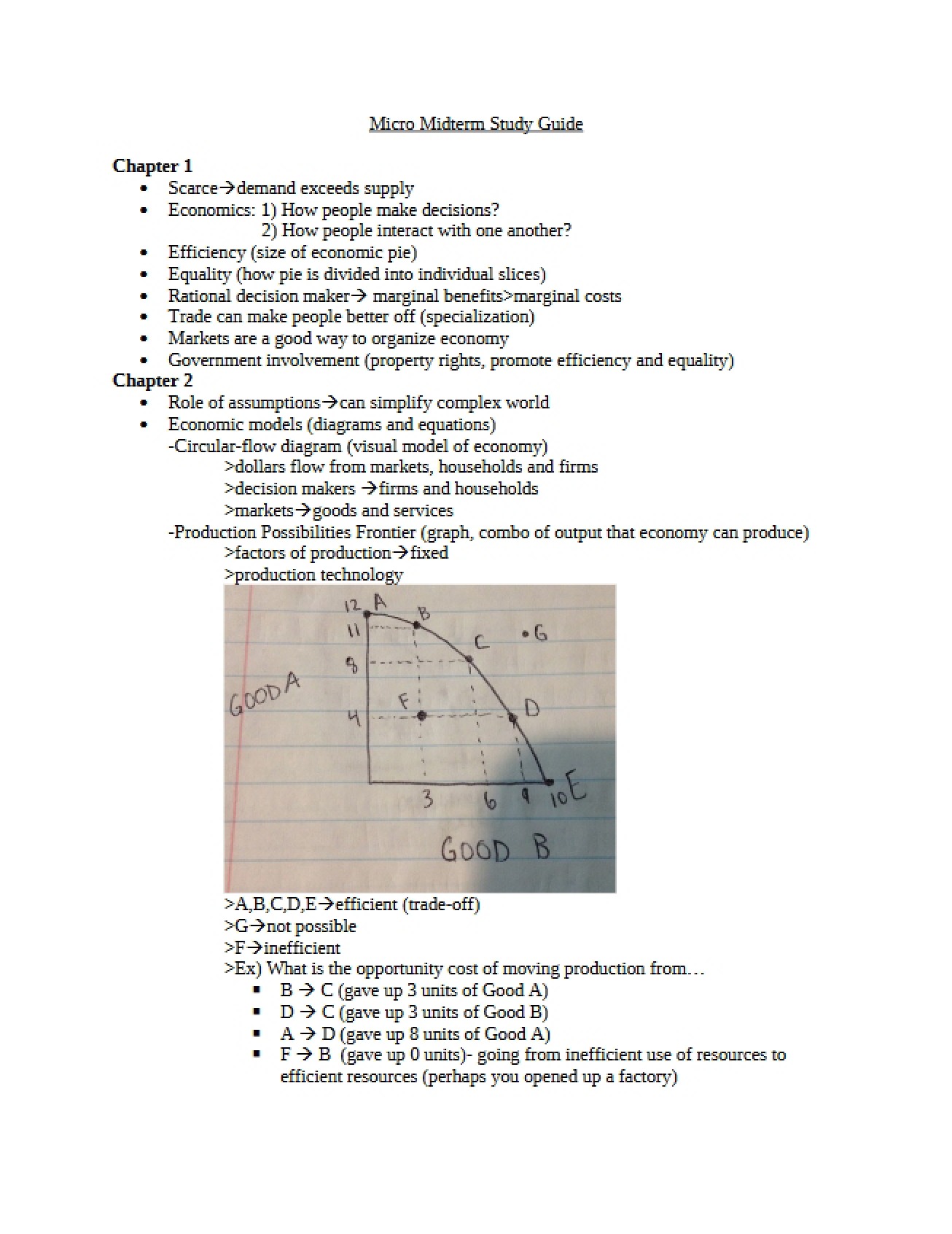 Midterm Study Guide for Microeconomics