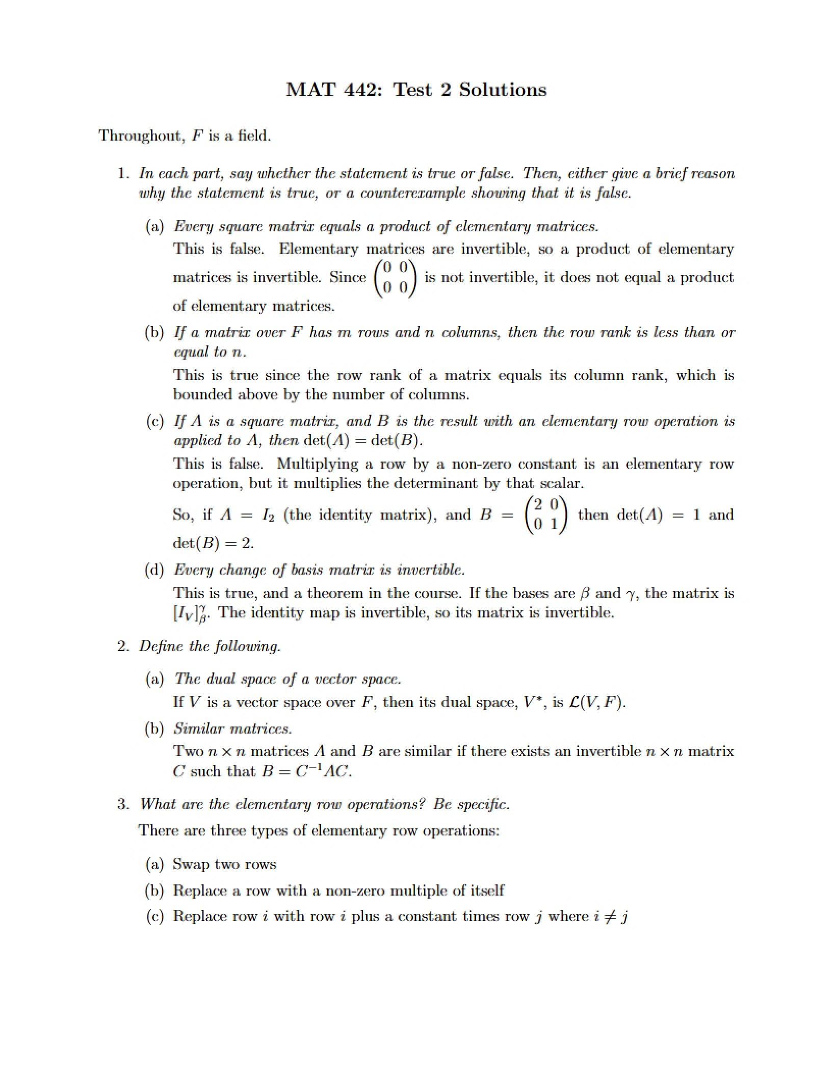 Solution for Test 2