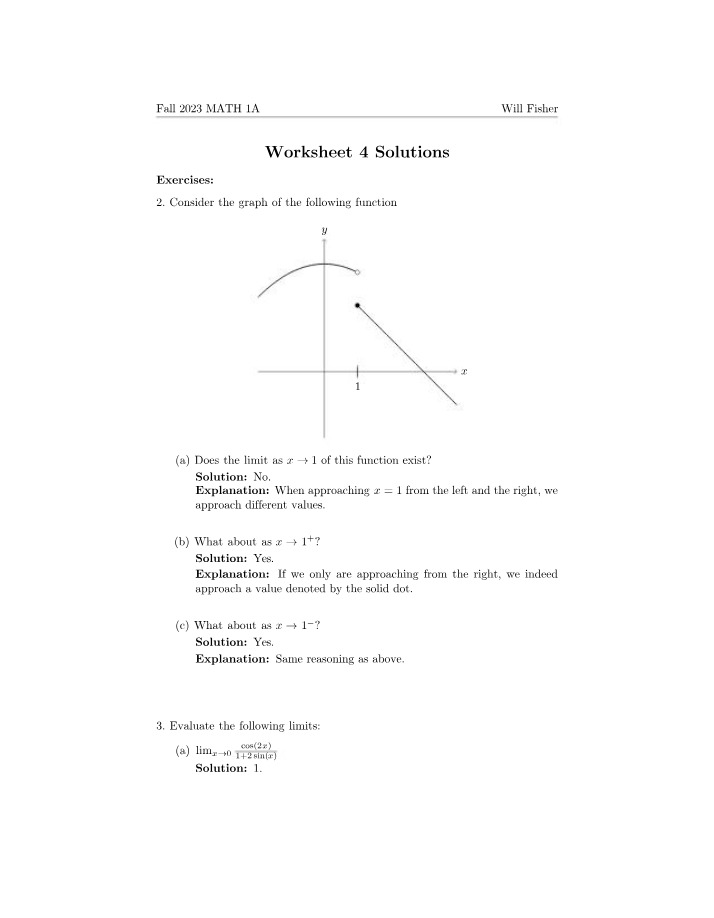 Solutions for Worksheet 4