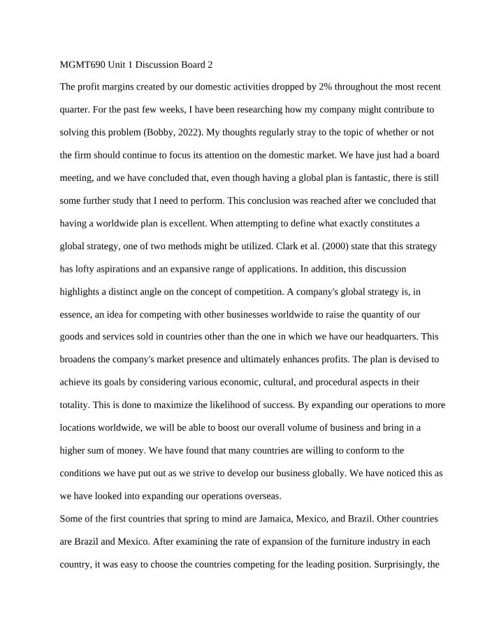 MGMT690 Unit 1 Discussion Board