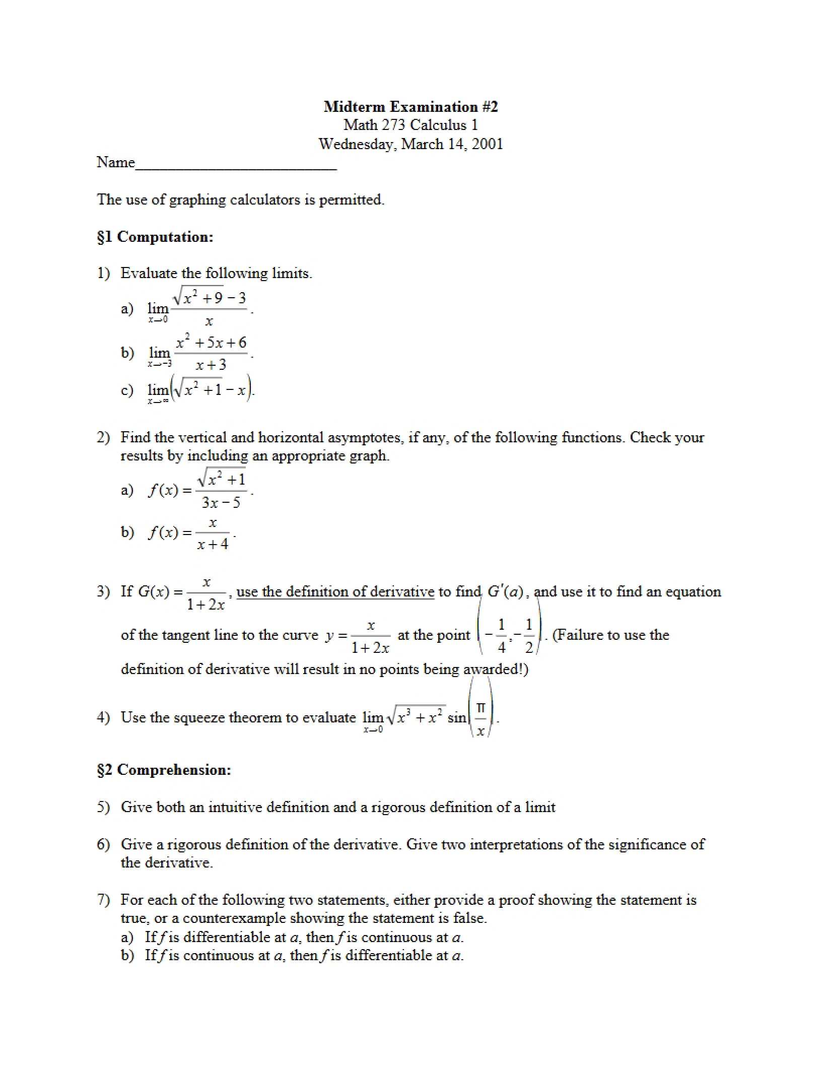 Second Midterm Examination