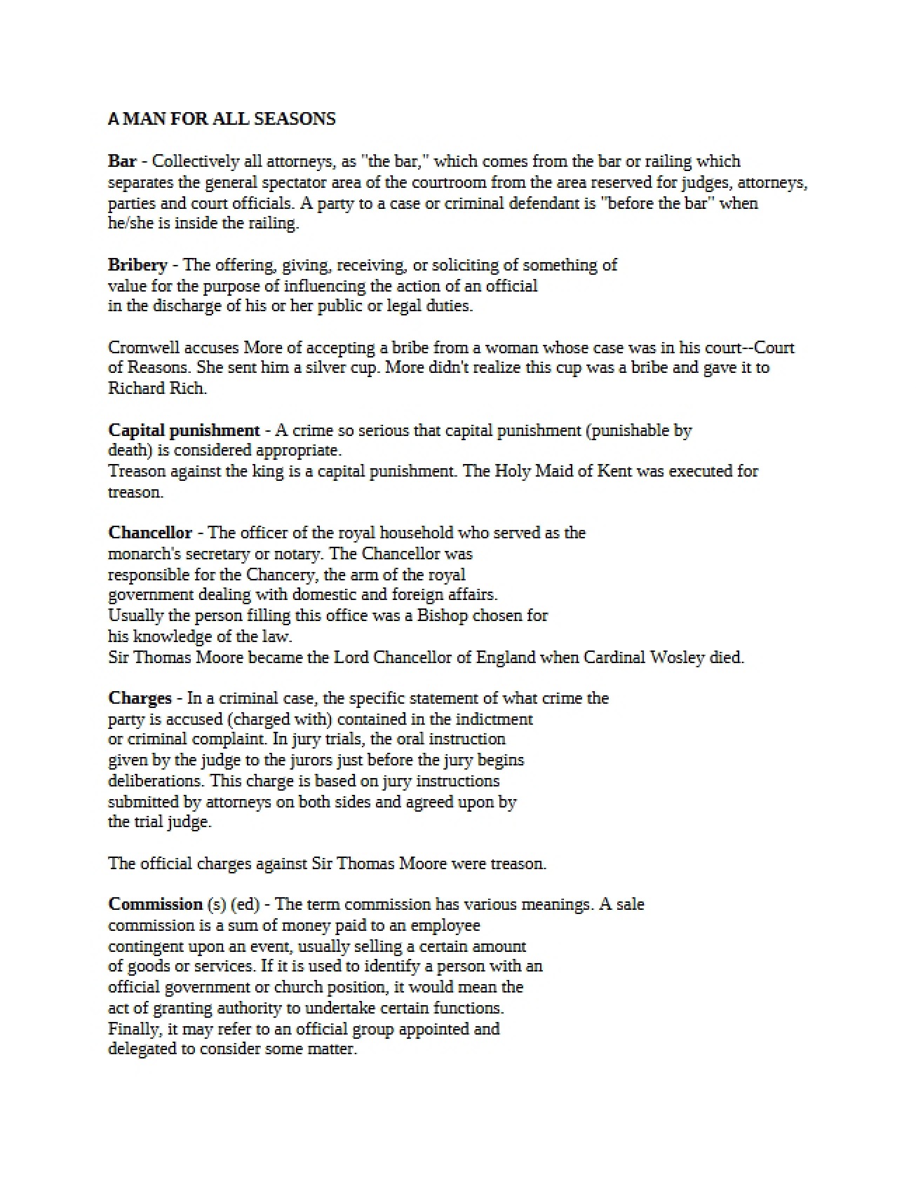 Legal Analysis of A Man for All Seasons