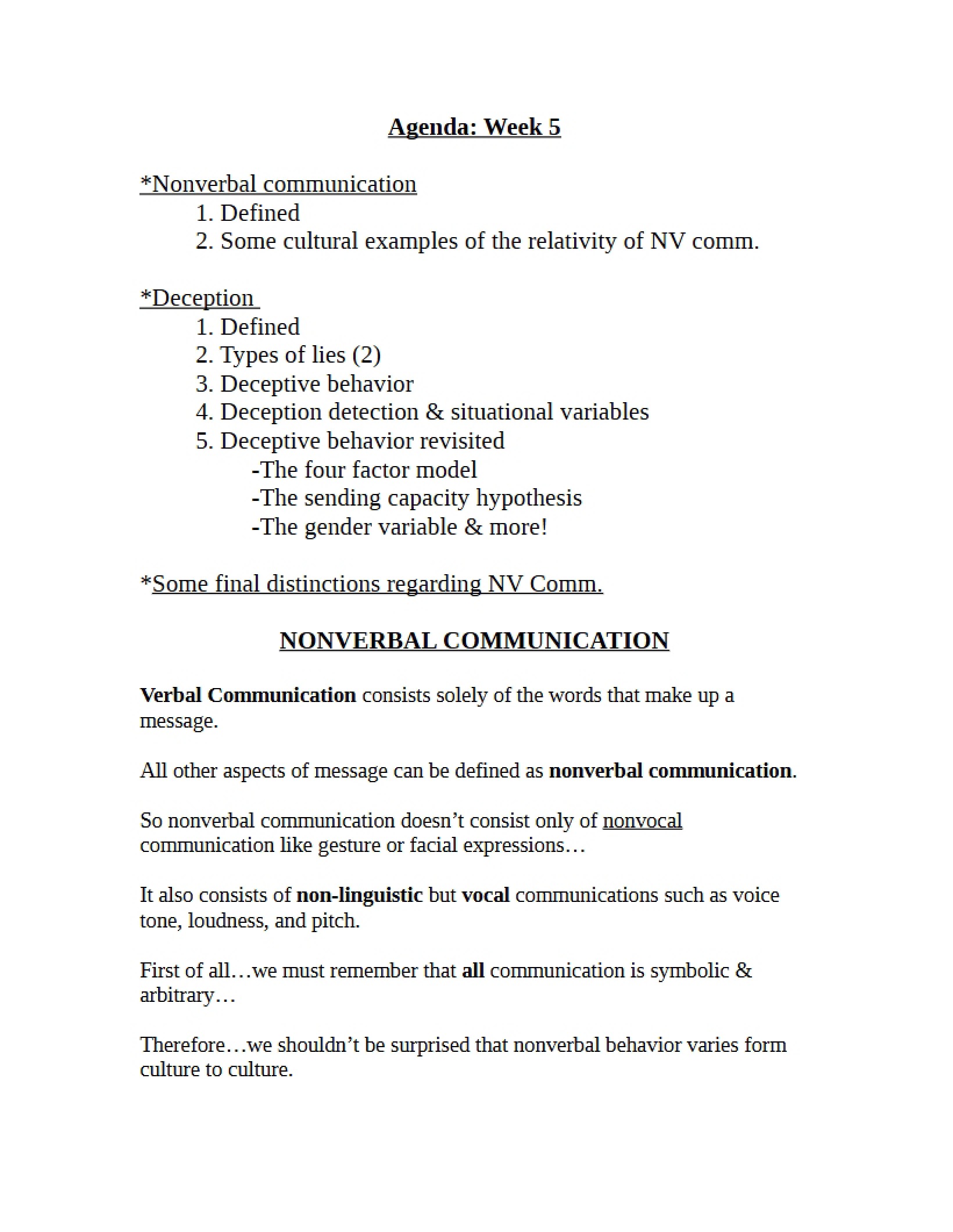 Notes Non-Verbal
