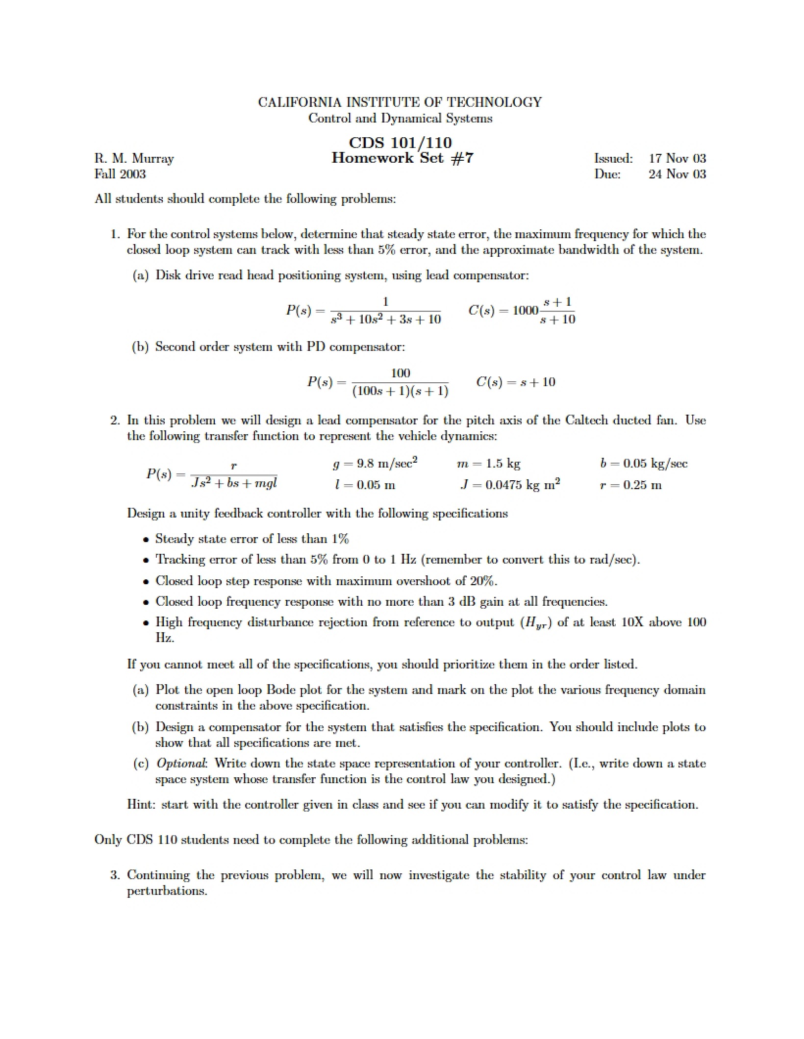 Set 7 Homework CDS 101