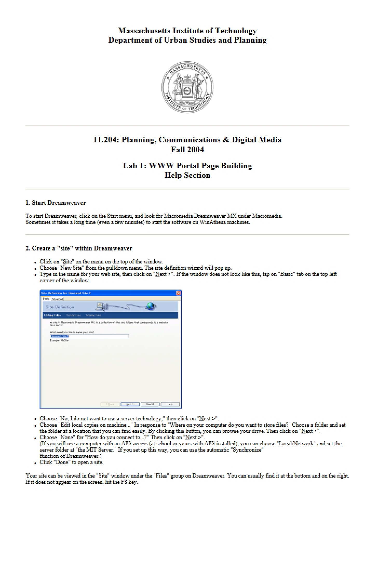 Portal Page Construction Help (Lab 1)