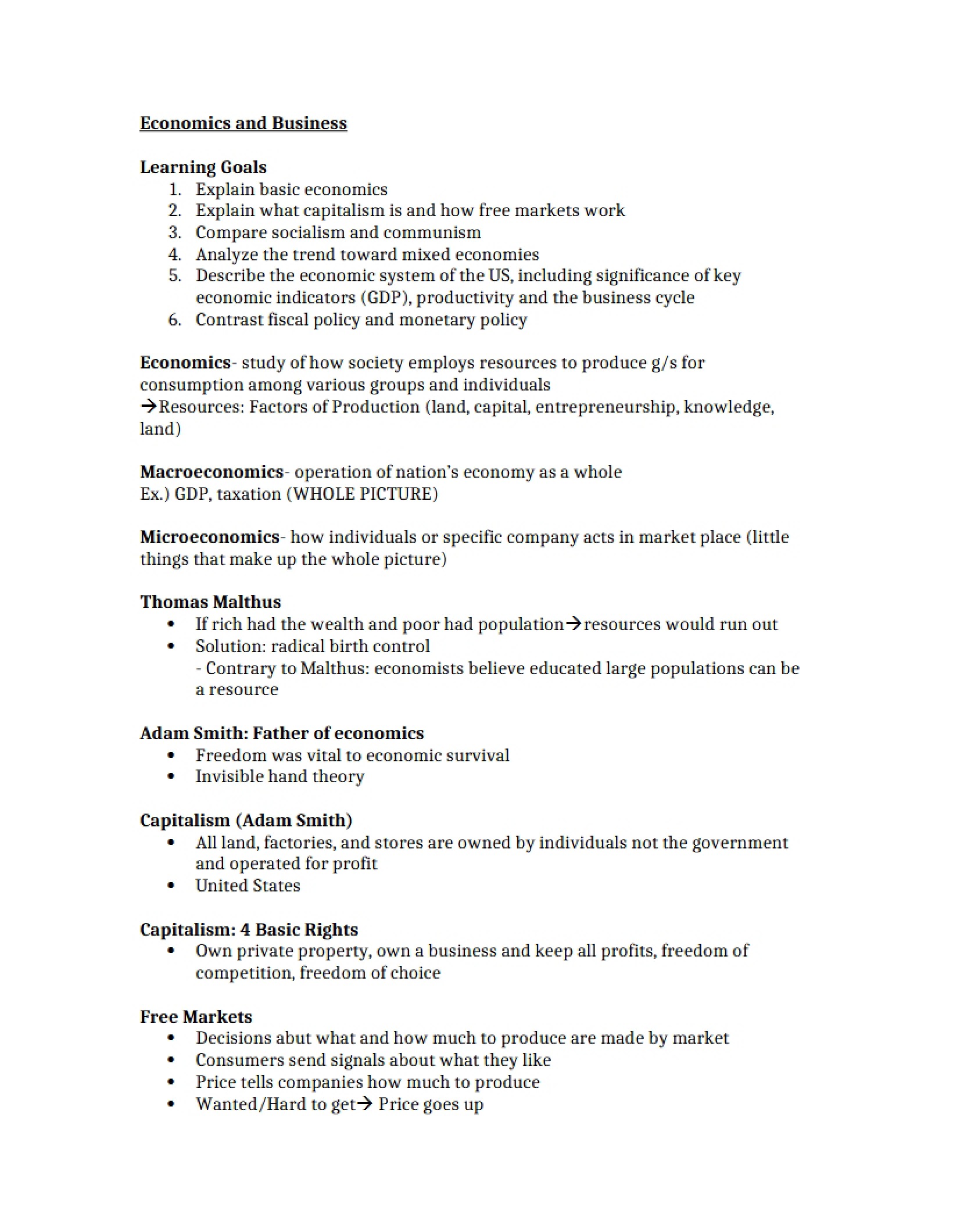 Business and Economics