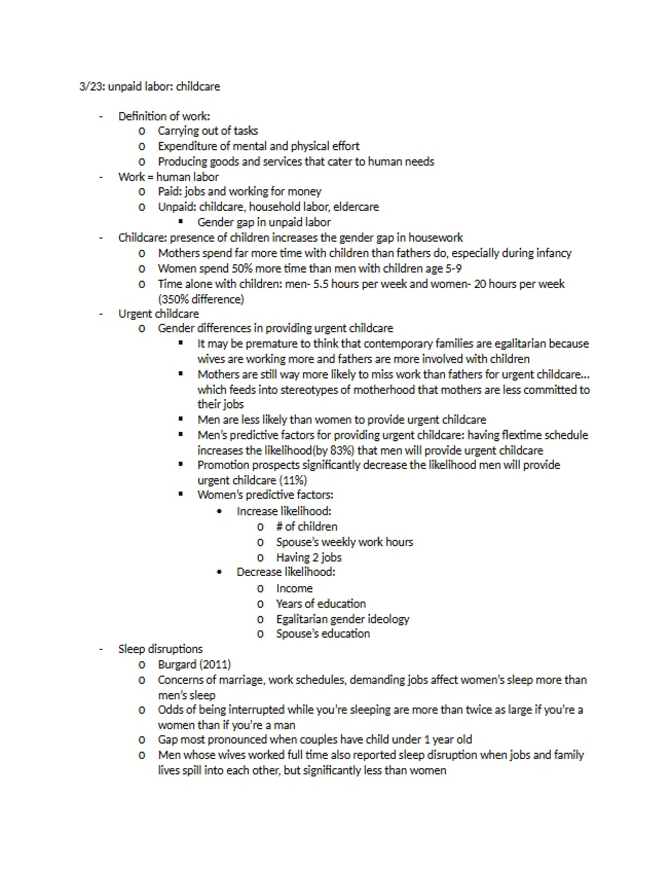 Dube on Unpaid Labor and Childcare (March 23, 2015)