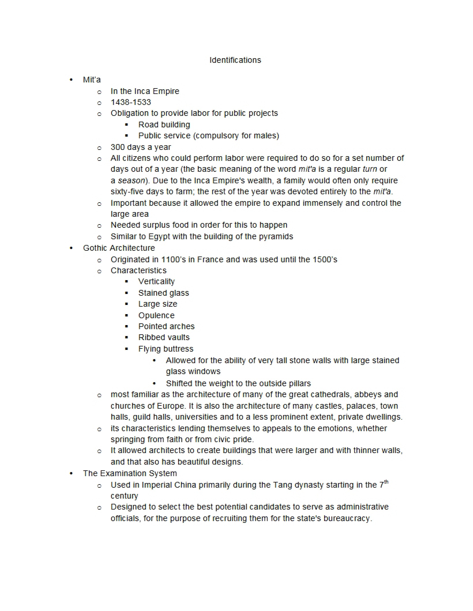 History 106 Identifications