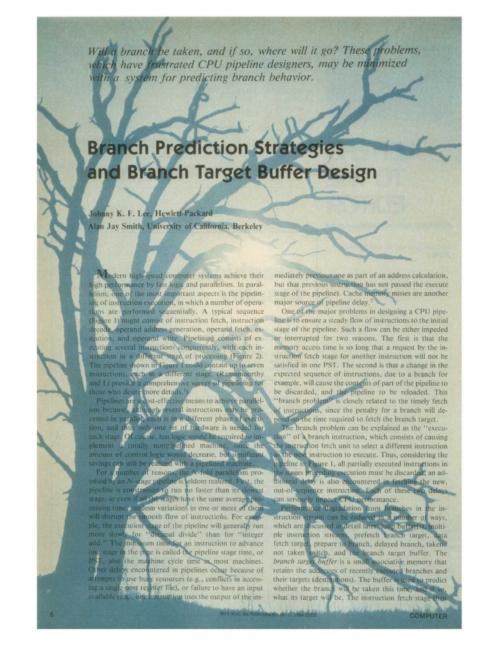 Strategies for Branch Prediction