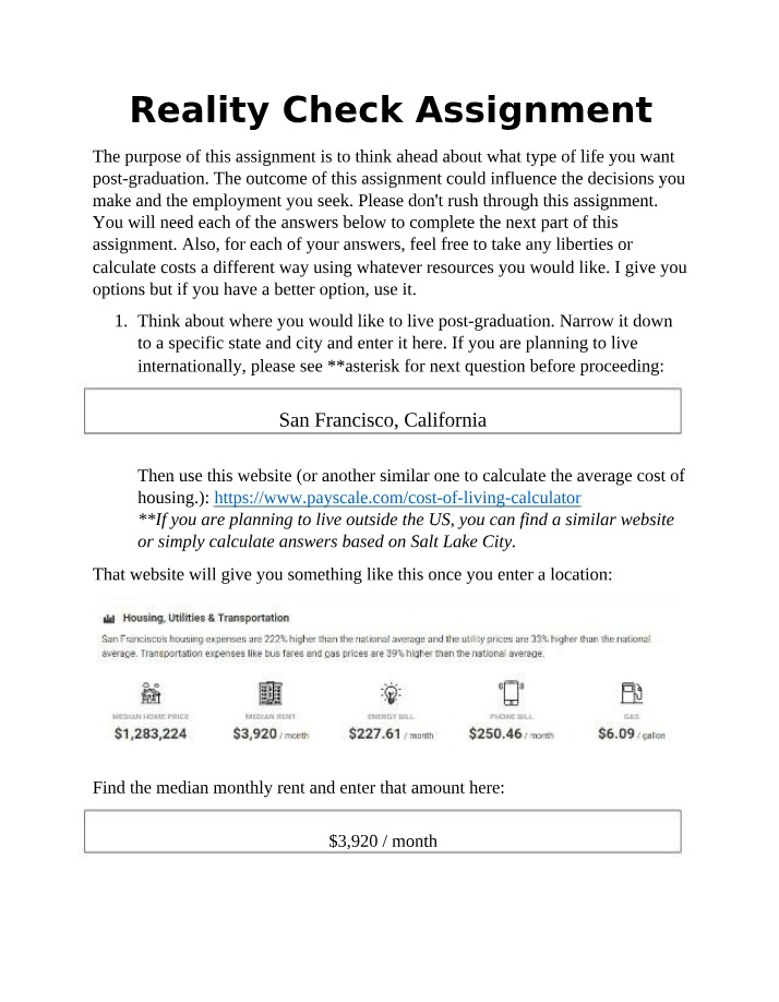 Calculating Post-Graduation Expenses - A Reality Check